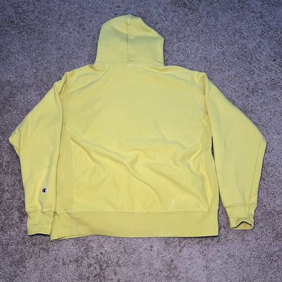 Champion Men Large Yellow Reverse Weave Heavyweight Embroidered Logo Hoodie - Picture 2 of 8